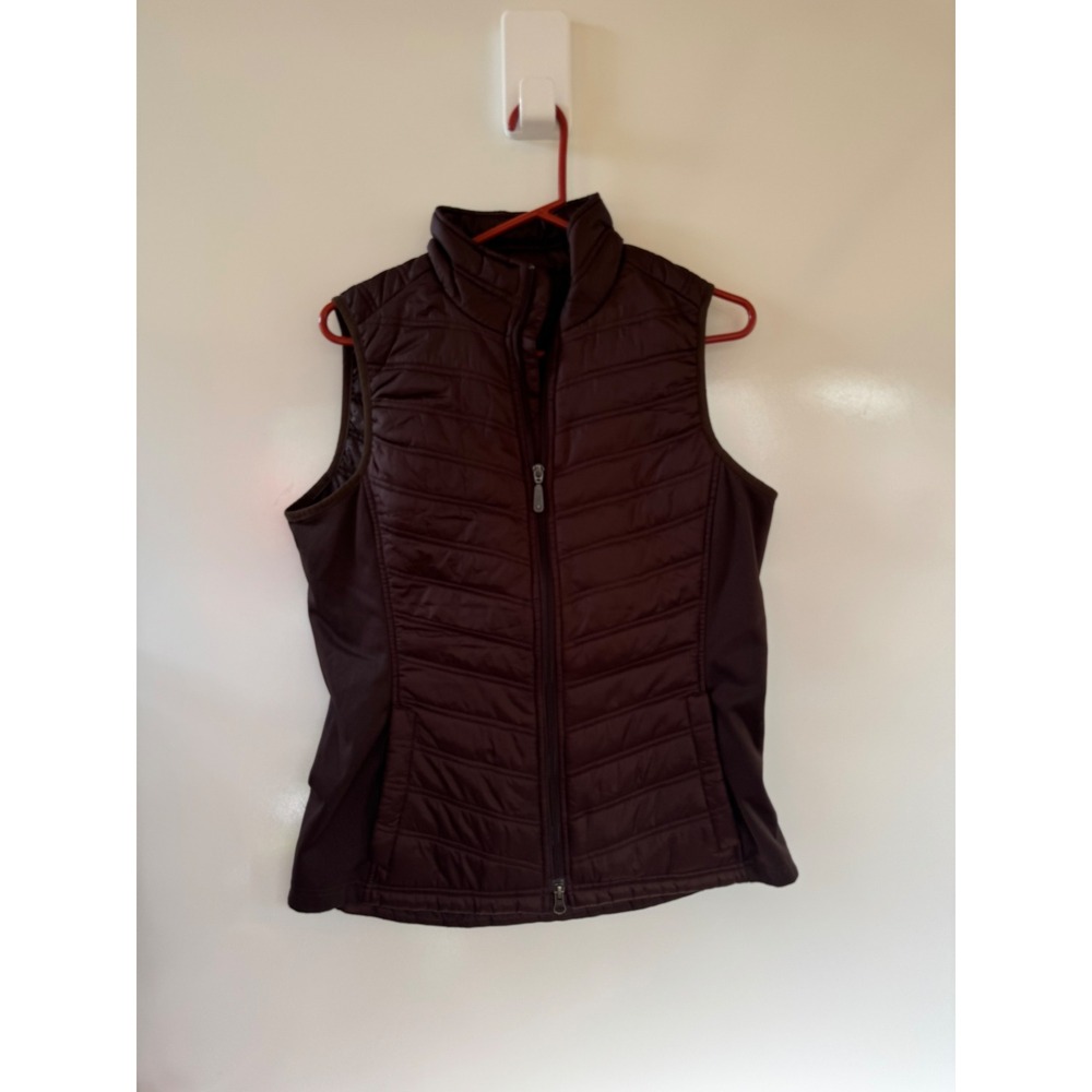 Ariat Womens Quilted Puffer Vest Brown Full Zip Equestrian Logo Size Large